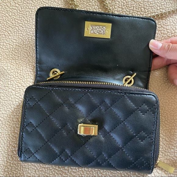 MERONA Black Quilt Textured Gold Chain Crossbody Small Clutch Purse - Picture 5 of 12